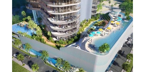 迪拜造了個公寓樓，陽臺全是無邊泳池！